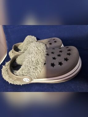 Koala Kids Fuzzy-Lined Star Vent Clog - Gray Sz 10 Toddler